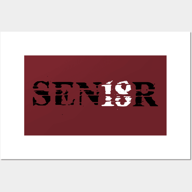 Distressed SEN18R (Senior) Graduation T-Shirt Wall Art by TriHarder12